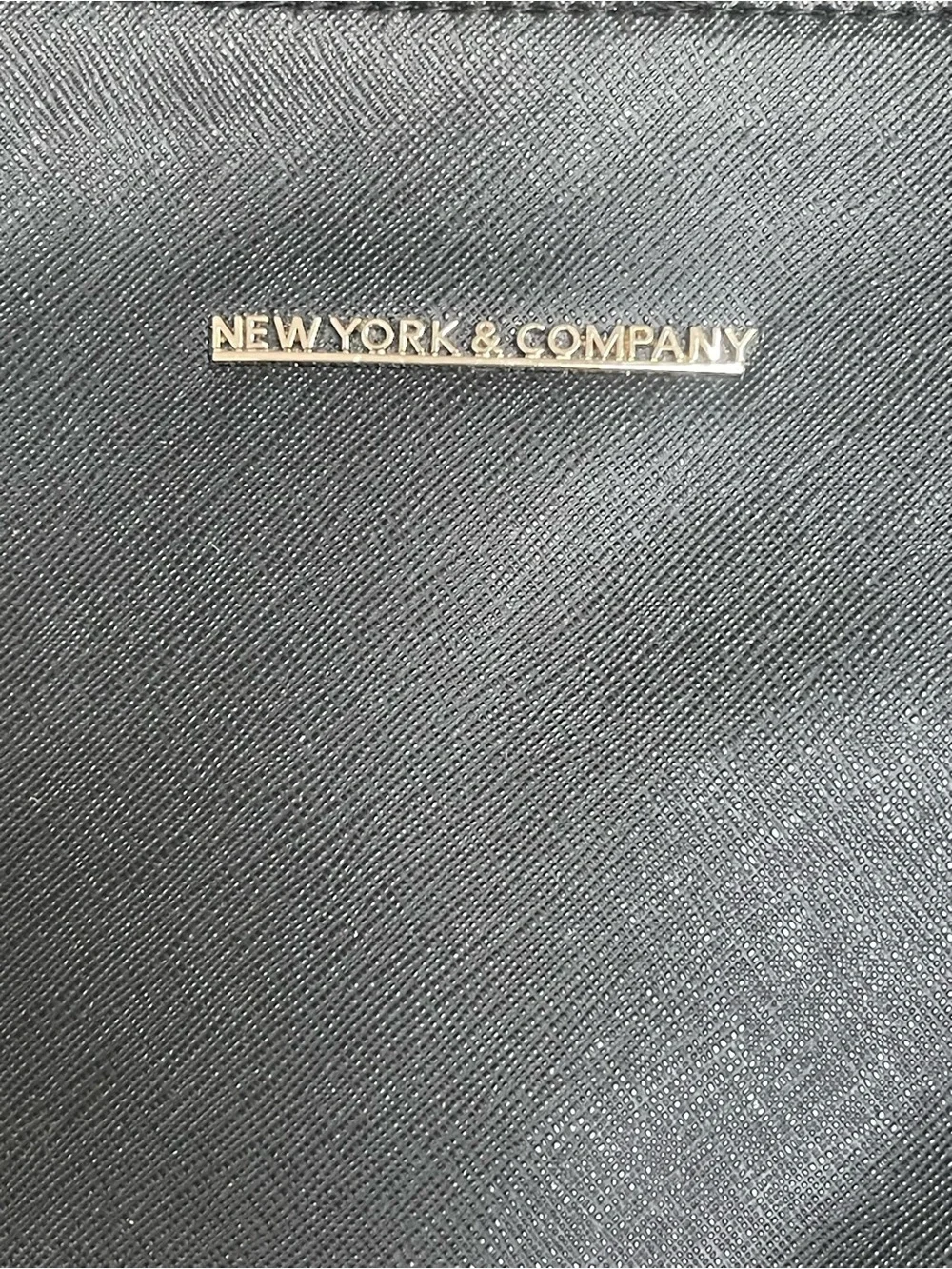 New York & Company Black Saffiano Satchel with Gold Accents